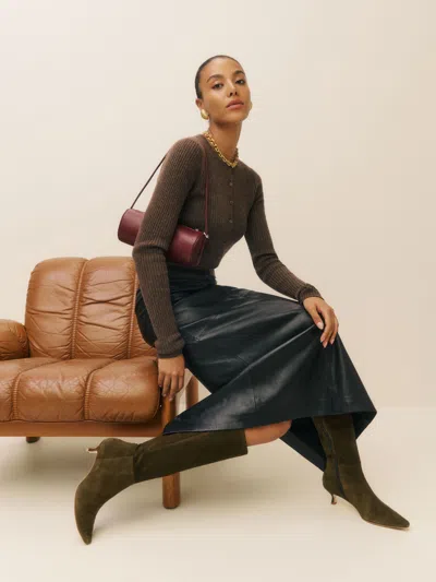 Reformation Olya Knee Boot In Truffle Suede