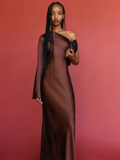 Reformation Omari Silk Dress In Brown