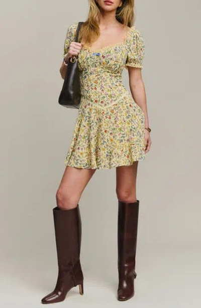 Reformation Ondine Floral Print Minidress In Green