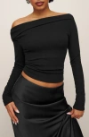 Reformation Elio Off-the-shoulder Top In Black