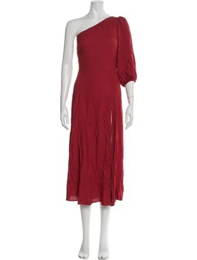 Pre-owned Reformation One-shoulder Midi Length Dress In Red