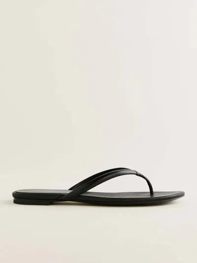 Reformation Onyx Thong Sandal In Black Snake