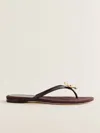 Reformation Onyx Thong Sandal In Espresso Suede Flower