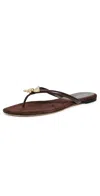 Reformation Onyx Thong Sandals Espresso Suede Flower In Brown
