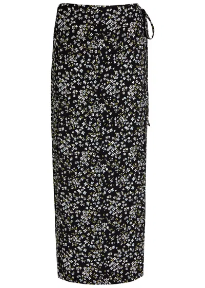 REFORMATION REFORMATION OPAL FLORAL-PRINT CREPE MIDI WRAP SKIRT