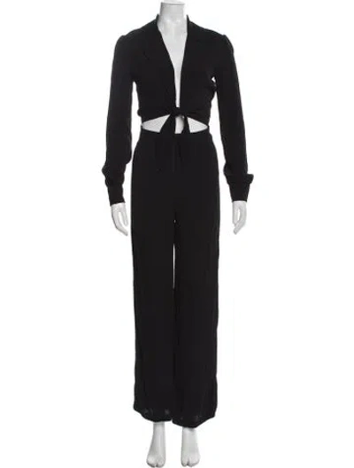 Pre-owned Reformation Open Front Jumpsuit In Black