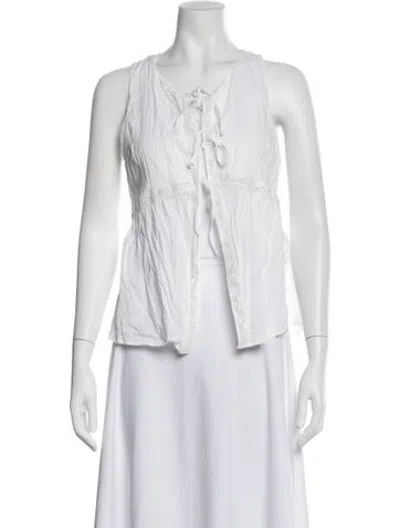 Pre-owned Reformation Open Front Sleeveless Blouse In White