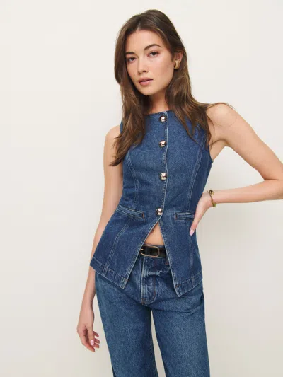 Reformation Ophelia Denim Top In Keila
