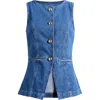 Reformation Ophelia Sleeveless Denim Top In Keila
