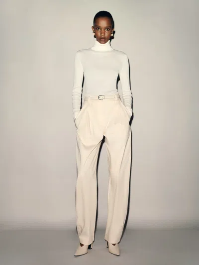Reformation Ophelia Tissue Cashmere Turtleneck Ivory Large In Neutral