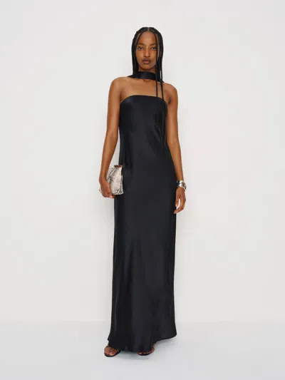 Reformation Oren Silk Dress In Black