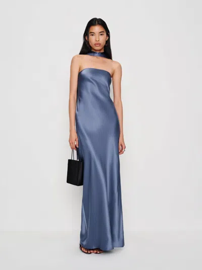 Reformation Oren Silk Dress In Blue