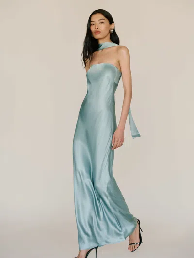 Reformation Oren Silk Dress Blue Medium