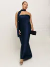 Reformation Oren Silk Dress Es In Navy