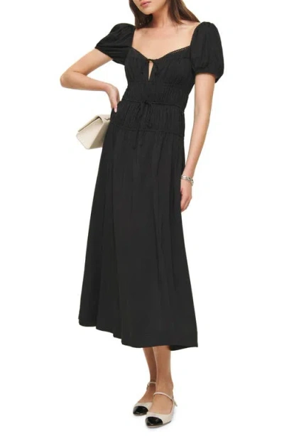 Reformation Oria Organic Cotton Midi Dress In Black