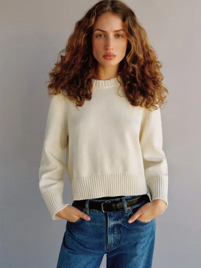 Reformation Orianne Cashmere Blend Cropped Crew In Pink