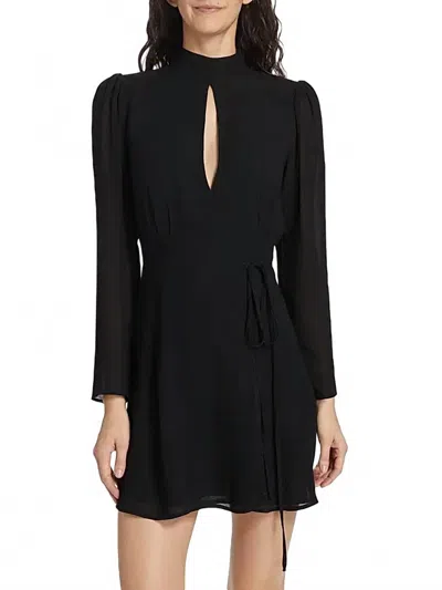Reformation Ottessa Long-sleeve Surplice Cdress In Black