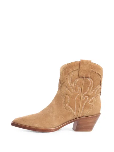 Pre-owned Reformation Otto Western Boots In Neutral