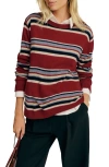Reformation Cashmere Boyfriend Sweater In Crimson Multi Stripe