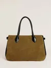 Reformation Oversized Patrizia Bag In Bog Suede Black Leather