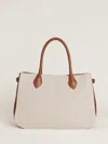 Reformation Oversized Patrizia Bag In Canvas Tan Leather