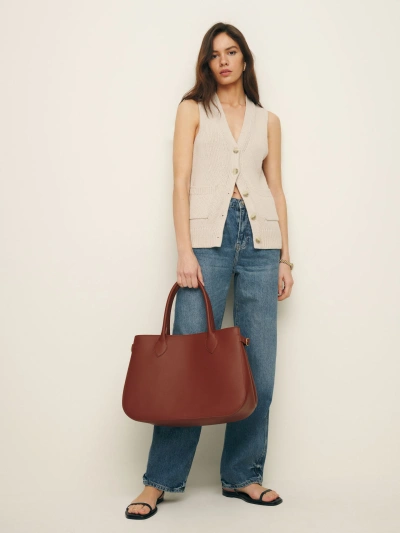 Reformation Oversized Patrizia Bowling Bag In Whiskey