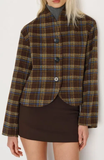 Reformation Owen Plaid Jacket In Brown