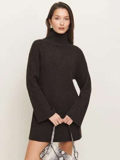 Reformation Ozzy Regenerative Wool Sweater Dress In Espresso