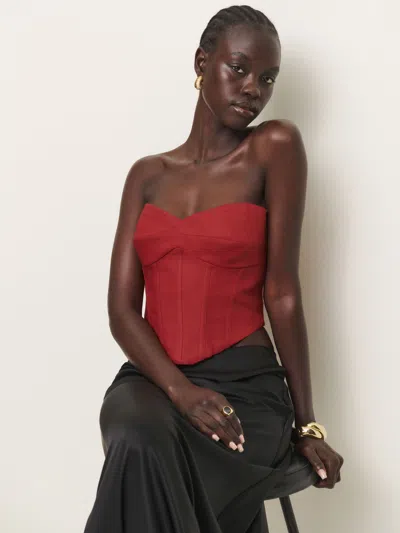 Reformation Pacie Linen Top In Sundried Tomato