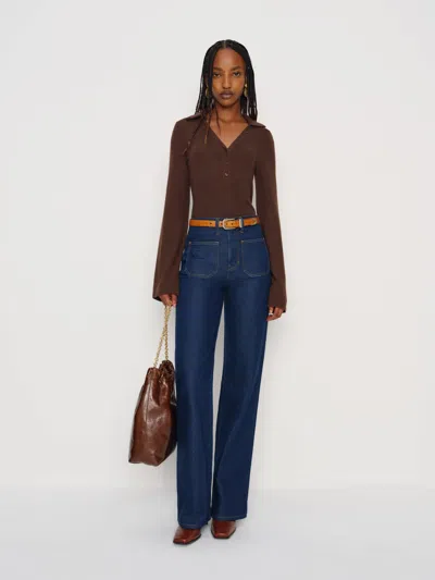 Reformation Jayden Long Sleeve Henley T-shirt In Brown