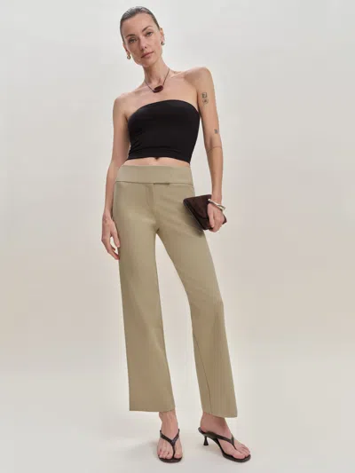 Reformation Palmer Cropped Knit Pant In Khaki