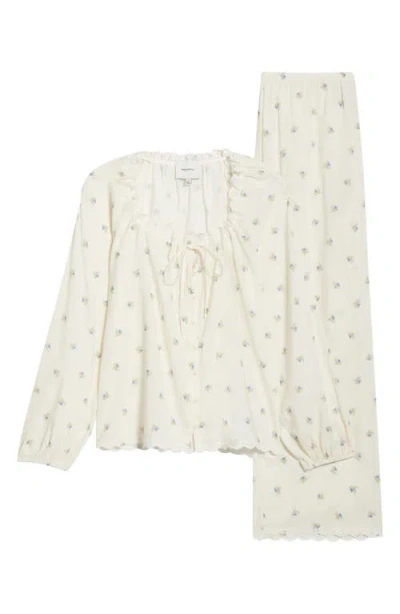 Reformation Paloma Floral Print Pajamas In White