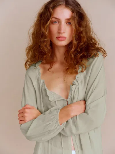 Reformation Paloma Pajama Set Green Lace Large