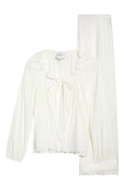 Reformation Paloma Relaxed Fit Organic Cotton Blend Pajamas In White