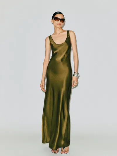 Reformation Pamela Silk Dress Green 4