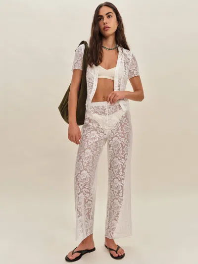 Reformation Pantalon Court Olina In White