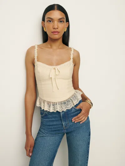 Reformation Paola Linen Top In White