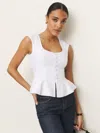 Reformation Paolina Linen Peplum Top In White