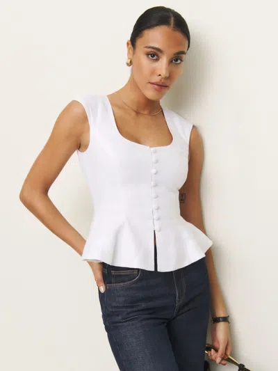 Reformation Paolina Linen Top In White