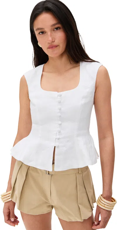 Reformation Paolina Linen Top White