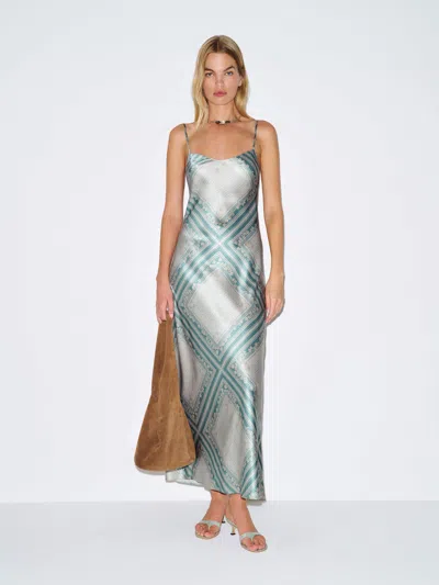 Reformation Parma Silk Dress Blue Xs