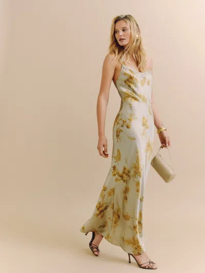 Reformation Parma Silk Dress In Golden Hour