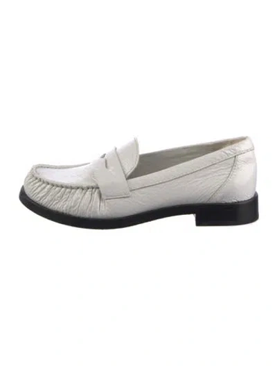 Pre-owned Reformation Patent Leather Colorblock Pattern Loafers In White