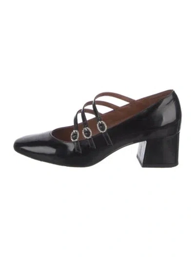 Pre-owned Reformation Patent Leather Crystal Embellishments Pumps In Black