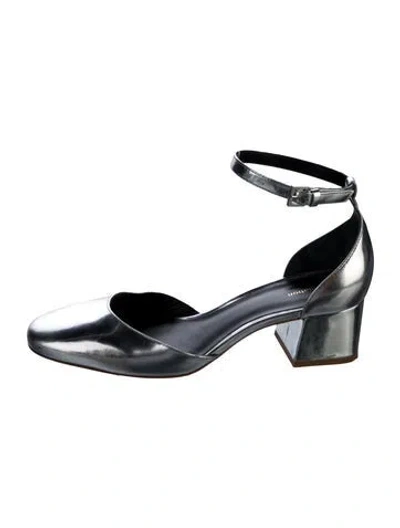 Pre-owned Reformation Patent Leather D'orsay Pumps In Silver