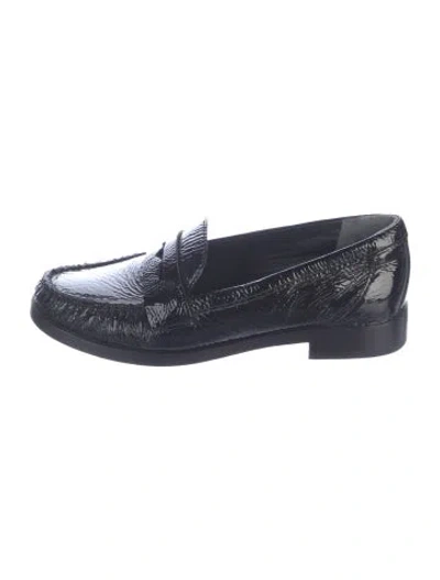 Pre-owned Reformation Patent Leather Loafers In Blue