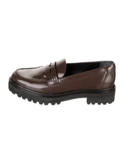 Pre-owned Reformation Patent Leather Loafers In Brown