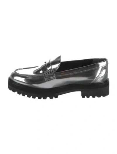 Pre-owned Reformation Patent Leather Loafers In Silver