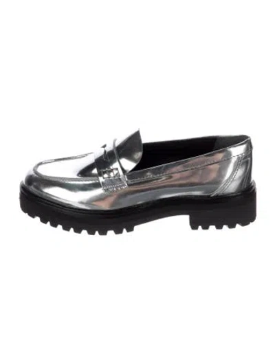 Pre-owned Reformation Patent Leather Loafers In Silver