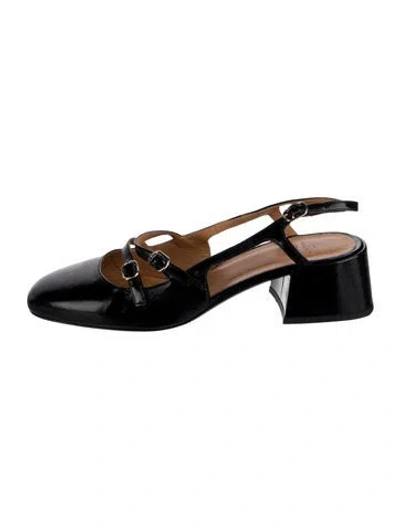 Pre-owned Reformation Patent Leather Mary Jane Flats In Black